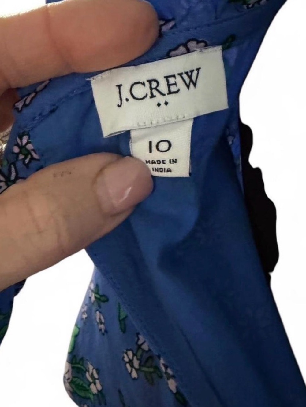 J.Crew Blue Floral Puff Sleeve Dress Size 10 Tie Back Mini Cottagecore - Picture 6 of 6